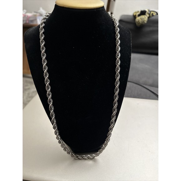 whiting davis chain necklace, Silver Tone, Rope Chain 12”Drop - Picture 1 of 4